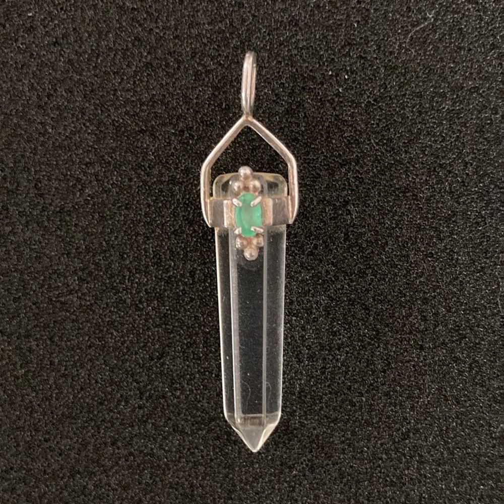 Clear Crystal Sterling Silver Pendant